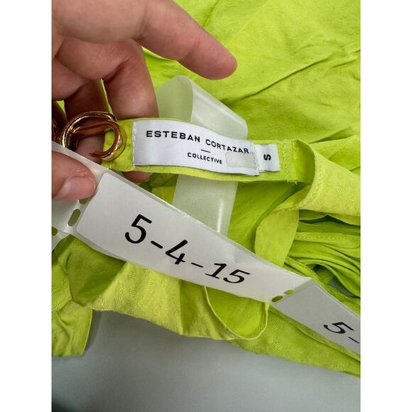 Esteban Cortazar Top Womens Small Green Tie Around Halter Jacquard - Picture 6 of 10